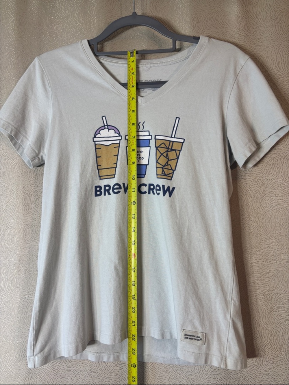 Life Is Good Light Gray Women’s “Brew Crew' V‑Neck Tee 0245 - Picture 2 of 10